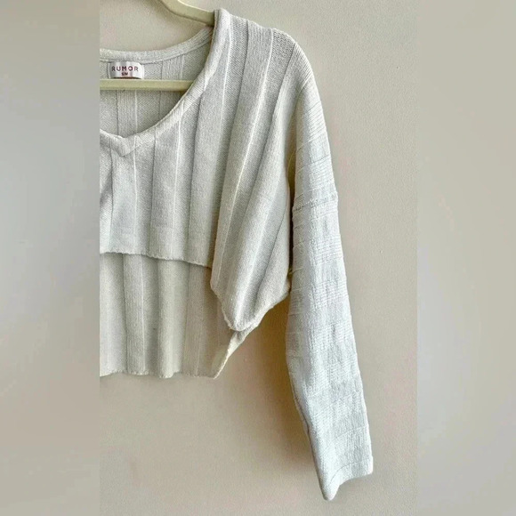 Rumor by Anthropologie Extra Cropped Long Sleeve Ribbed Sweater, S/M, Cardigan - Picture 5 of 16